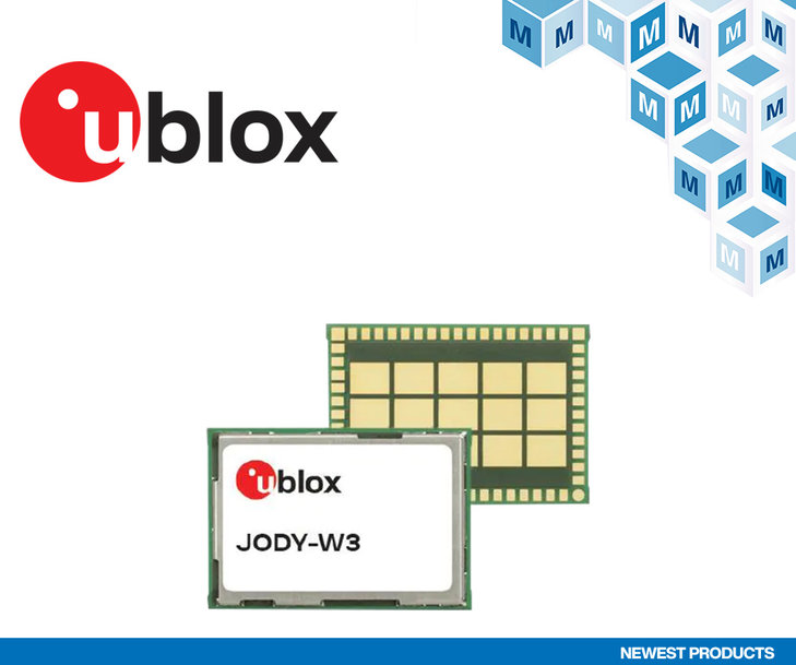 I moduli automobilistici basati su host u-blox JODY-W3 di Mouser espandono la comunicazione multicanale ad alta velocità dati